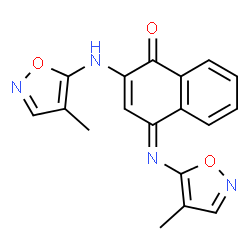 ChemSpider 2D Image | (4Z)-2-[(4-Methyl-1,2-oxazol-5-yl)amino]-4-[(4-methyl-1,2-oxazol-5-yl)imino]-1(4H)-naphthalenone | C18H14N4O3