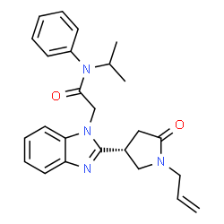ChemSpider 2D Image | 2-{2-[(3R)-1-Allyl-5-oxo-3-pyrrolidinyl]-1H-benzimidazol-1-yl}-N-isopropyl-N-phenylacetamide | C25H28N4O2