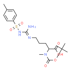 ChemSpider 2D Image | (E)-N~5~-(Amino{[(4-methylphenyl)sulfonyl]amino}methylene)-N~2~-methyl-N~2~-{[(2-methyl-2-propanyl)oxy]carbonyl}ornithine | C19H30N4O6S