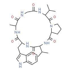 ChemSpider 2D Image | Cyclo(alanylglycylvalylprolylvalyltryptophyl) | C31H43N7O6