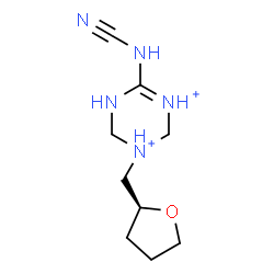 ChemSpider 2D Image | 4-(Cyanoamino)-1-[(2S)-tetrahydro-2-furanylmethyl]-1,2,5,6-tetrahydro-1,3,5-triazine-1,3-diium | C9H17N5O