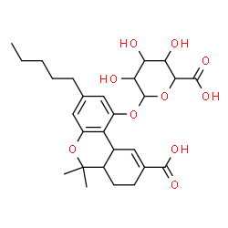 ChemSpider 2D Image | 9-Carboxy-6,6-dimethyl-3-pentyl-6a,7,8,10a-tetrahydro-6H-benzo[c]chromen-1-yl hexopyranosiduronic acid | C27H36O10