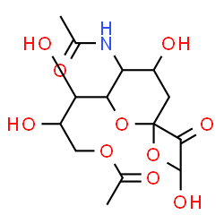 ChemSpider 2D Image | Methyl 5-acetamido-6-(3-acetoxy-1,2-dihydroxypropyl)-3,5-dideoxyhex-2-ulopyranosidonic acid | C14H23NO10
