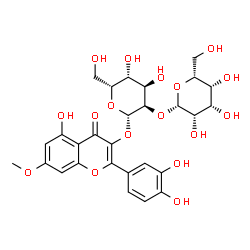 ChemSpider 2D Image | 2-(3,4-Dihydroxyphenyl)-5-hydroxy-7-methoxy-4-oxo-4H-chromen-3-yl 2-O-beta-D-talopyranosyl-beta-D-gulopyranoside | C28H32O17