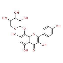 ChemSpider 2D Image | 3,5,7-Trihydroxy-2-(4-hydroxyphenyl)-4-oxo-4H-chromen-8-yl pentopyranoside | C20H18O11