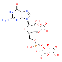 ChemSpider 2D Image | Guanosine 3'-(dihydrogen phosphate) 5'-(tetrahydrogen triphosphate) | C10H17N5O17P4