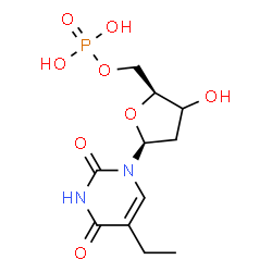 ChemSpider 2D Image | 1-[(3xi)-2-Deoxy-5-O-phosphono-beta-L-glycero-pentofuranosyl]-5-ethyl-2,4(1H,3H)-pyrimidinedione | C11H17N2O8P
