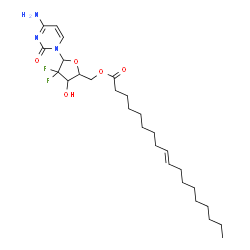 ChemSpider 2D Image | 4-Amino-1-{2-deoxy-2,2-difluoro-5-O-[(9E)-9-octadecenoyl]pentofuranosyl}-2(1H)-pyrimidinone | C27H43F2N3O5
