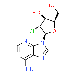 ChemSpider 2D Image | 9-(2-Chloro-2-deoxy-beta-D-xylofuranosyl)-9H-purin-6-amine | C10H12ClN5O3
