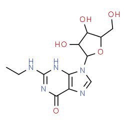 ChemSpider 2D Image | 2-(Ethylamino)-9-pentofuranosyl-3,9-dihydro-6H-purin-6-one | C12H17N5O5