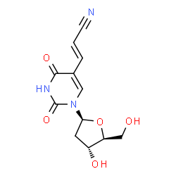 ChemSpider 2D Image | 5-[(E)-2-Cyanovinyl]-1-(2-deoxy-beta-L-erythro-pentofuranosyl)-2,4(1H,3H)-pyrimidinedione | C12H13N3O5