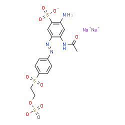 ChemSpider 2D Image | Disodium 4-acetamido-2-amino-5-[(E)-(4-{[2-(sulfonatooxy)ethyl]sulfonyl}phenyl)diazenyl]benzenesulfonate | C16H16N4Na2O10S3