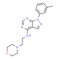 ChemSpider 2D Image | 1-(3-Methylphenyl)-N-[2-(4-morpholinyl)ethyl]-1H-pyrazolo[3,4-d]pyrimidin-4-amine | C18H22N6O