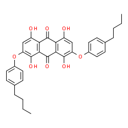 ChemSpider 2D Image | 2,7-Bis(4-butylphenoxy)-1,4,5,8-tetrahydroxy-9,10-anthraquinone | C34H32O8