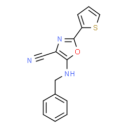 ChemSpider 2D Image | 5-(Benzylamino)-2-(2-thienyl)-1,3-oxazole-4-carbonitrile | C15H11N3OS