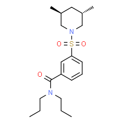 ChemSpider 2D Image | 3-{[(3S,5S)-3,5-Dimethyl-1-piperidinyl]sulfonyl}-N,N-dipropylbenzamide | C20H32N2O3S