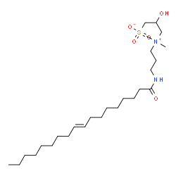 ChemSpider 2D Image | 3-(Dimethyl{3-[(9E)-9-octadecenoylamino]propyl}ammonio)-2-hydroxy-1-propanesulfonate | C26H52N2O5S