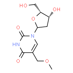 ChemSpider 2D Image | 1-(2-Deoxy-D-threo-pentofuranosyl)-5-(methoxymethyl)-2,4(1H,3H)-pyrimidinedione | C11H16N2O6
