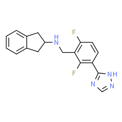 ChemSpider 2D Image | N-[2,6-Difluoro-3-(1H-1,2,4-triazol-5-yl)benzyl]-2-indanamine | C18H16F2N4