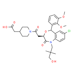ChemSpider 2D Image | (1-{[(3R)-7-Chloro-5-(2,3-dimethoxyphenyl)-1-(3-hydroxy-2,2-dimethylpropyl)-2-oxo-1,2,3,5-tetrahydro-4,1-benzoxazepin-3-yl]acetyl}-4-piperidinyl)acetic acid | C31H39ClN2O8