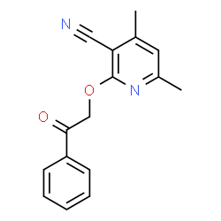 ChemSpider 2D Image | 4,6-Dimethyl-2-(2-oxo-2-phenylethoxy)nicotinonitrile | C16H14N2O2