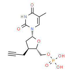ChemSpider 2D Image | 3'-Deoxy-3'-(2-propyn-1-yl)thymidine 5'-(dihydrogen phosphate) | C13H17N2O7P