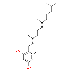 ChemSpider 2D Image | 5-Methyl-4-(3,7,11-trimethyl-2,6,10-dodecatrien-1-yl)-1,3-benzenediol | C22H32O2
