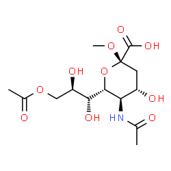 ChemSpider 2D Image | Methyl (6R)-5-acetamido-6-[(2R)-3-acetoxy-1,2-dihydroxypropyl]-3,5-dideoxy-alpha-L-threo-hex-2-ulopyranosidonic acid | C14H23NO10