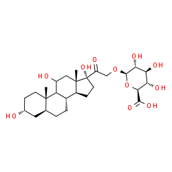 ChemSpider 2D Image | (3alpha,5alpha,9xi)-3,11,17-Trihydroxy-20-oxopregnan-21-yl beta-D-glucopyranosiduronic acid | C27H42O11