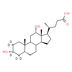 ChemSpider 2D Image | (3alpha,5beta,8xi,9xi,12alpha)-3,12-Dihydroxy(2,2,3,4,4-~2~H_5_)cholan-24-oic acid | C24H35D5O4