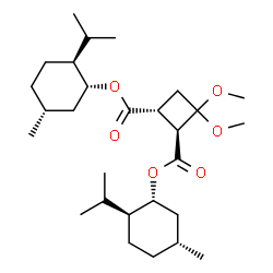 ChemSpider 2D Image | Bis[(1R,2S,5R)-2-isopropyl-5-methylcyclohexyl] (1R,2S)-3,3-dimethoxy-1,2-cyclobutanedicarboxylate | C28H48O6