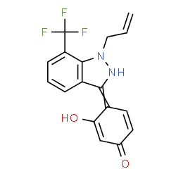 ChemSpider 2D Image | 4-[1-Allyl-7-(trifluoromethyl)-1,2-dihydro-3H-indazol-3-ylidene]-3-hydroxy-2,5-cyclohexadien-1-one | C17H13F3N2O2