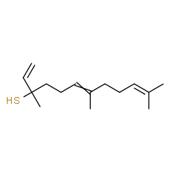 ChemSpider 2D Image | 3,7,11-Trimethyl-1,6,10-dodecatriene-3-thiol | C15H26S