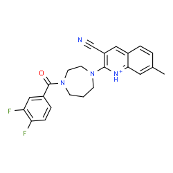 ChemSpider 2D Image | 3-Cyano-2-[4-(3,4-difluorobenzoyl)-1,4-diazepan-1-yl]-7-methylquinolinium | C23H21F2N4O