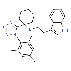 ChemSpider 2D Image | N-[2-(1H-Indol-3-yl)ethyl]-1-(1-mesityl-1H-tetrazol-5-yl)cyclohexanamine | C26H32N6