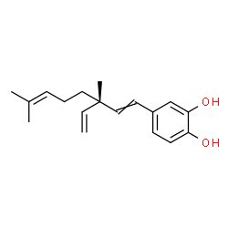 ChemSpider 2D Image | 4-[(3S)-3,7-Dimethyl-3-vinyl-1,6-octadien-1-yl]-1,2-benzenediol | C18H24O2