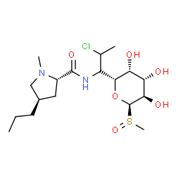 ChemSpider 2D Image | (1R,5R)-1,5-Anhydro-5-[(1R)-2-chloro-1-{[(4R)-1-methyl-4-propyl-L-prolyl]amino}propyl]-1-[(S)-methylsulfinyl]-L-arabinitol | C18H33ClN2O6S