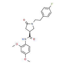 ChemSpider 2D Image | (3S)-N-(2,4-Dimethoxyphenyl)-1-[2-(4-fluorophenyl)ethyl]-5-oxo-3-pyrrolidinecarboxamide | C21H23FN2O4
