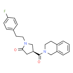 ChemSpider 2D Image | (4S)-4-(3,4-Dihydro-2(1H)-isoquinolinylcarbonyl)-1-[2-(4-fluorophenyl)ethyl]-2-pyrrolidinone | C22H23FN2O2