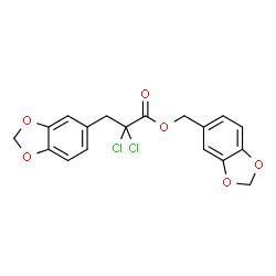 ChemSpider 2D Image | 1,3-Benzodioxol-5-ylmethyl 3-(1,3-benzodioxol-5-yl)-2,2-dichloropropanoate | C18H14Cl2O6