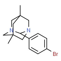 ChemSpider 2D Image | 2-(4-Bromophenyl)-5,7-dimethyl-1,3-diazatricyclo[3.3.1.1~3,7~]decane | C16H21BrN2