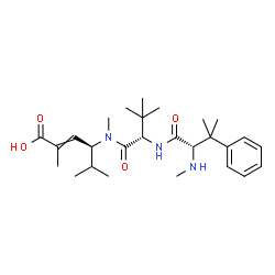 ChemSpider 2D Image | N,beta,beta-Trimethyl-L-phenylalanyl-N-[(3S)-5-carboxy-2-methyl-4-hexen-3-yl]-N,3-dimethyl-L-valinamide | C27H43N3O4