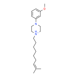 ChemSpider 2D Image | 4-(3-Methoxyphenyl)-1-(8-methyl-7-nonen-1-yl)piperazin-1-ium | C21H35N2O