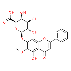 ChemSpider 2D Image | 5-Hydroxy-6-methoxy-4-oxo-2-phenyl-4H-chromen-7-yl beta-L-glucopyranosiduronic acid | C22H20O11