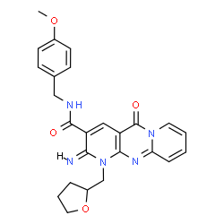 ChemSpider 2D Image | (2E)-2-Imino-N-(4-methoxybenzyl)-5-oxo-1-(tetrahydro-2-furanylmethyl)-1,5-dihydro-2H-dipyrido[1,2-a:2',3'-d]pyrimidine-3-carboxamide | C25H25N5O4