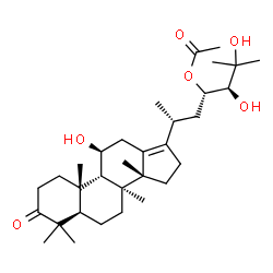 ChemSpider 2D Image | (8alpha,9beta,11beta,14beta,23S,24S)-11,24,25-Trihydroxy-3-oxodammar-13(17)-en-23-yl acetate | C32H52O6