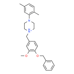ChemSpider 2D Image | 1-[4-(Benzyloxy)-3-methoxybenzyl]-4-(2,5-dimethylphenyl)piperazin-1-ium | C27H33N2O2