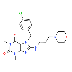 ChemSpider 2D Image | 7-(4-chlorobenzyl)-1,3-dimethyl-8-(3-morpholinopropylamino)-1H-purine-2,6(3H,7H)-dione | C21H27ClN6O3