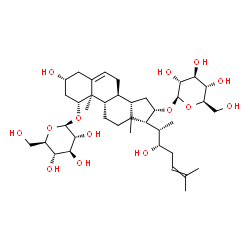 ChemSpider 2D Image | (1beta,3beta,13xi,16beta,22S)-1-(beta-D-Glucopyranosyloxy)-3,22-dihydroxycholesta-5,24-dien-16-yl beta-D-glucopyranoside | C39H64O14