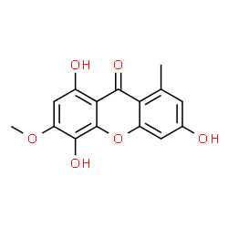 ChemSpider 2D Image | 1,4,6-Trihydroxy-3-methoxy-8-methyl-9H-xanthen-9-one | C15H12O6